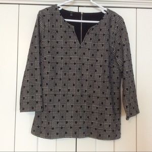 Talbots Black & White Plaid Top w/ Polka Dots - LP